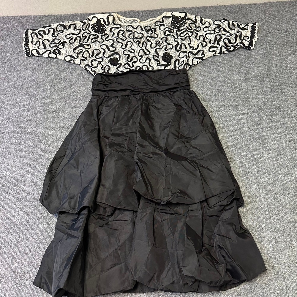 Unbranded Dress Womens Size M Black White Lace Soutache Tiered Formal Cocktail